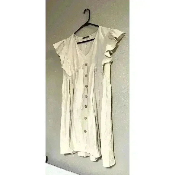 Shein Frenchy V-Neck Ruffle Sleeve Dress With Button Detail Size Large - Picture 4 of 8